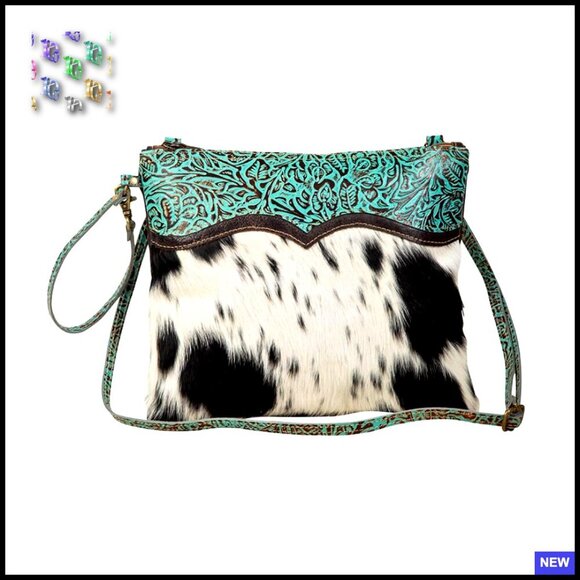 Handbags - Hand-Tooled Leather Crossbody Bag Western Chic Medium Purse with Straps